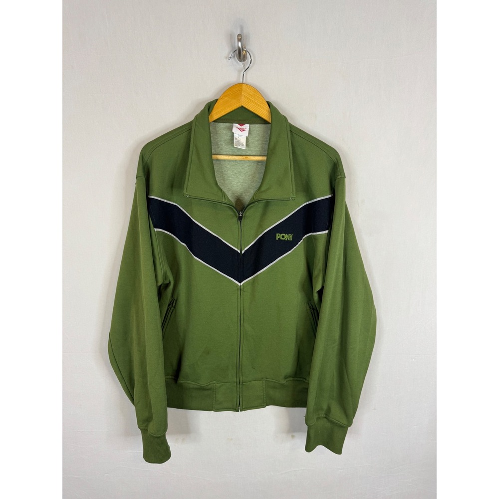 Pony Mens Olive Green Chevron Stripe Full Zip Track Jacket 2XL RN111733